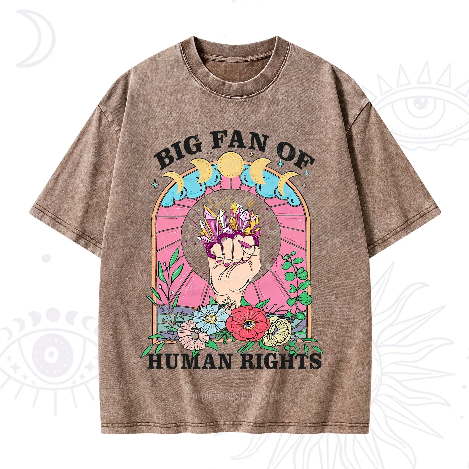 Purplehecate Big Fan of Human Rights Washed T-Shirt