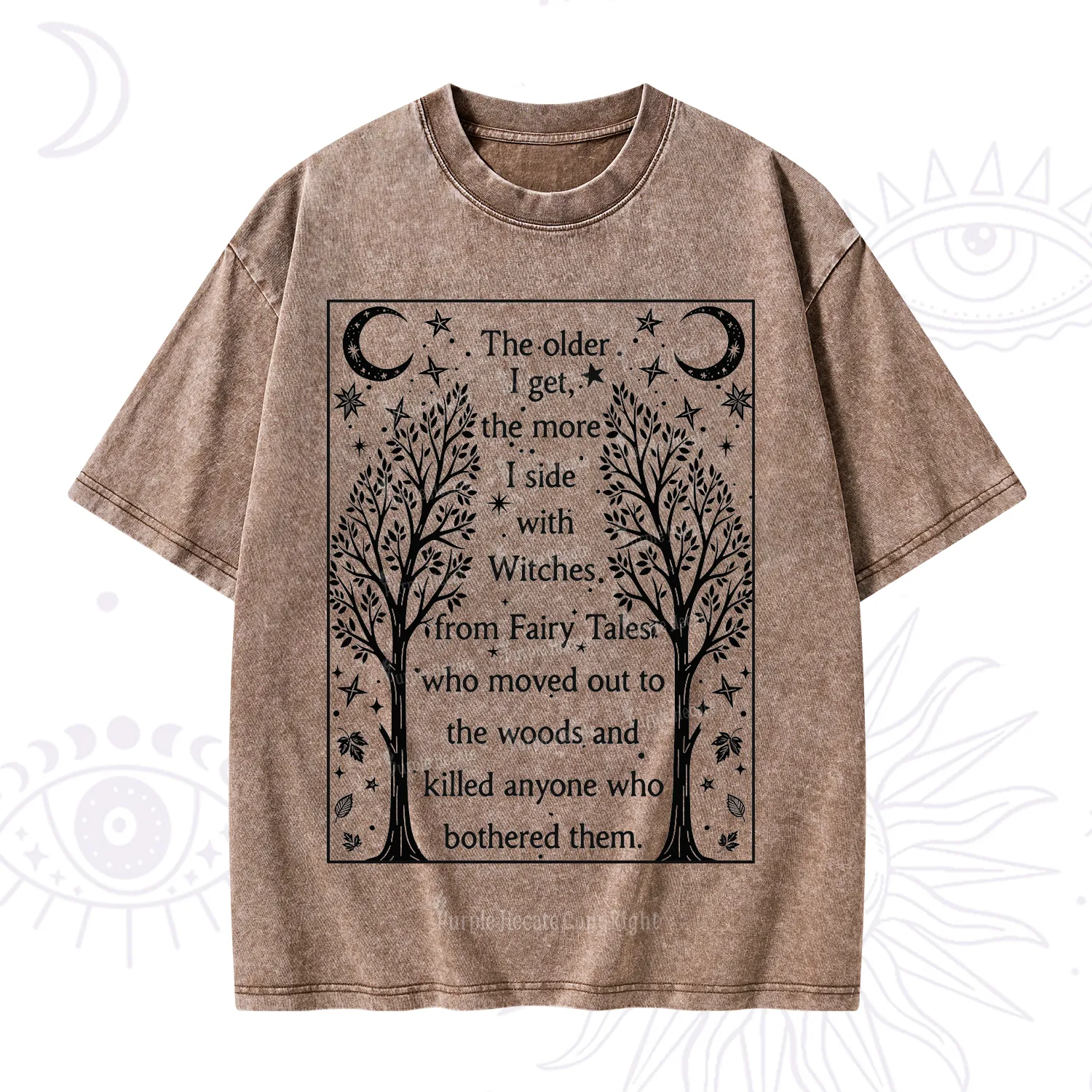 Purplehecate Side With Witches Washed T-Shirt