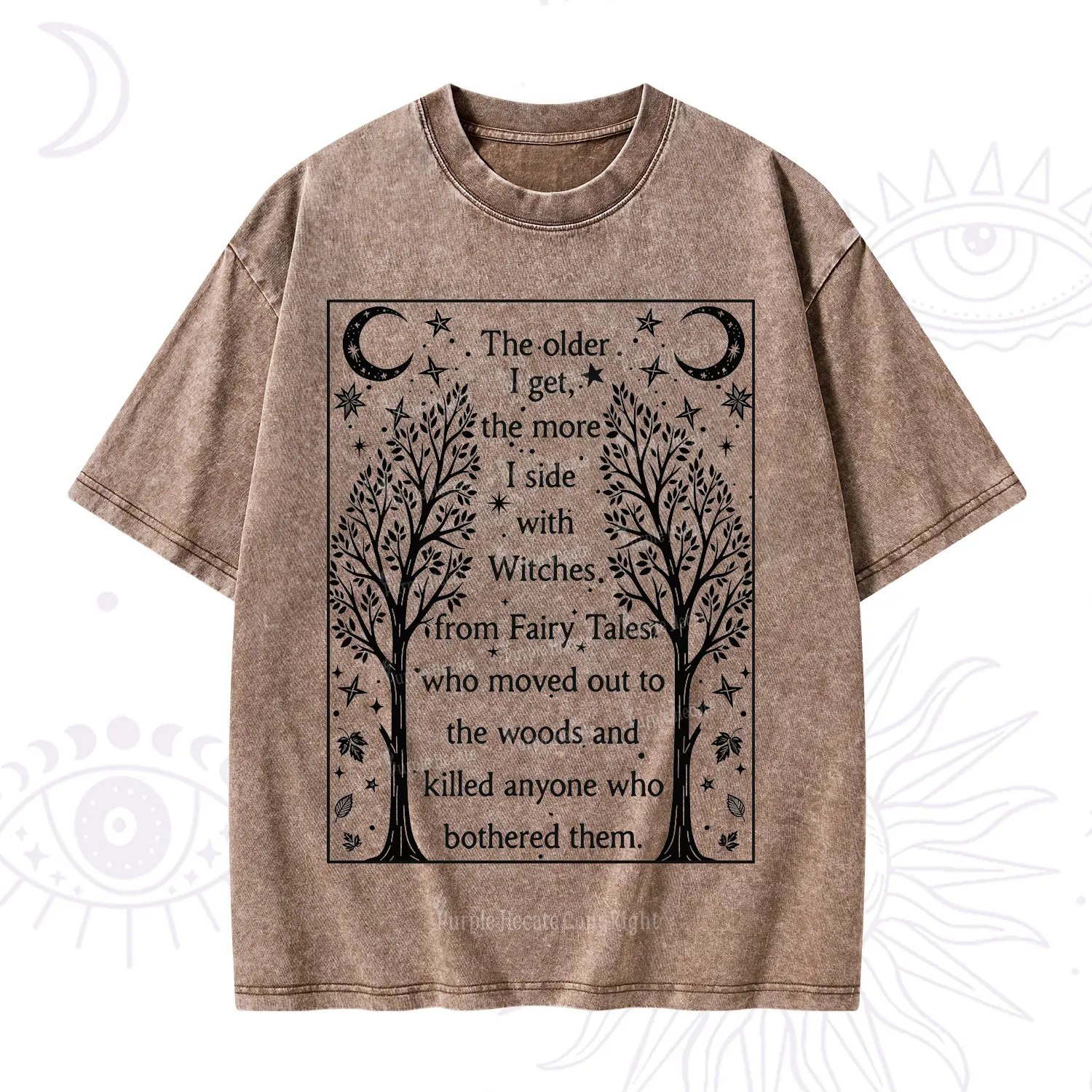Purplehecate Side With Witches Washed T-Shirt