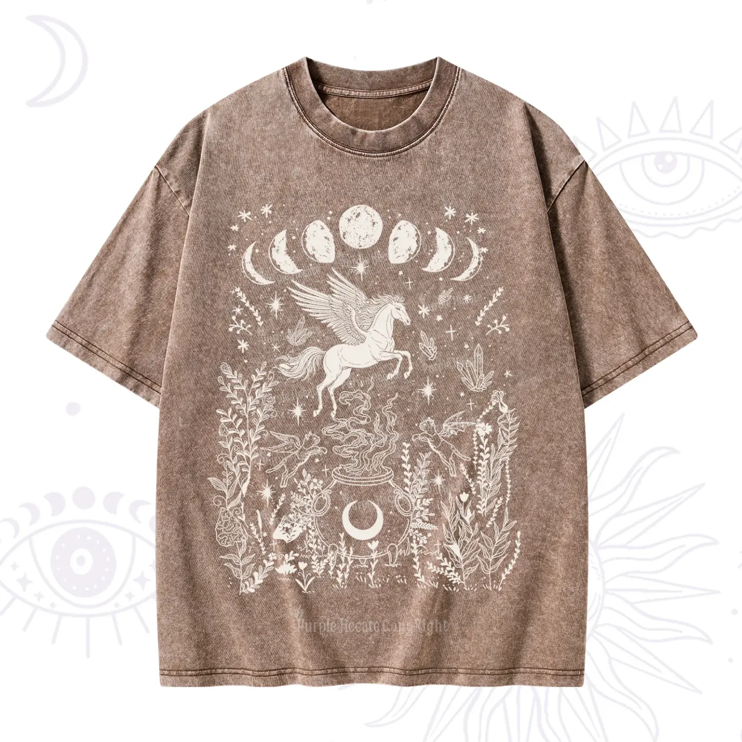 Purplehecate Celestial Pegasus Washed T-Shirt