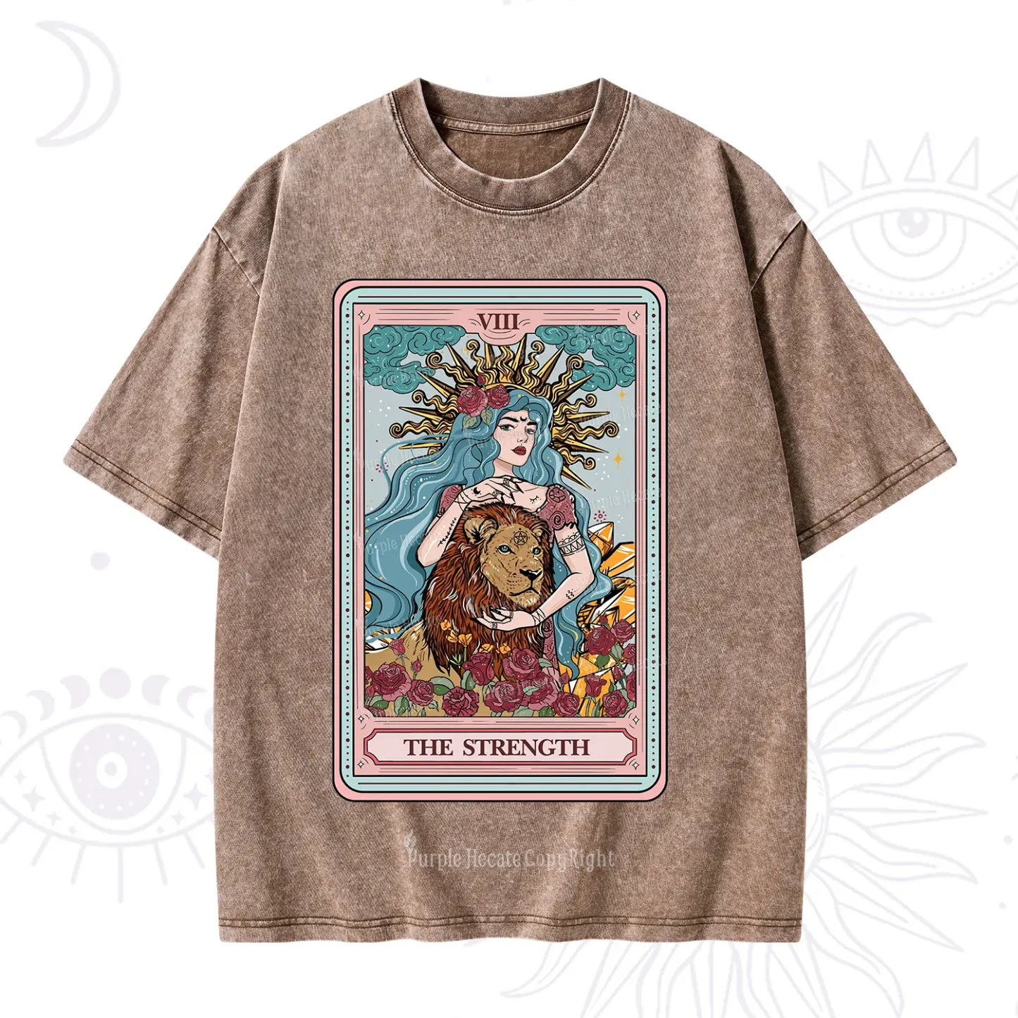 Purplehecate The Strength Tarot Card Washed T-Shirt