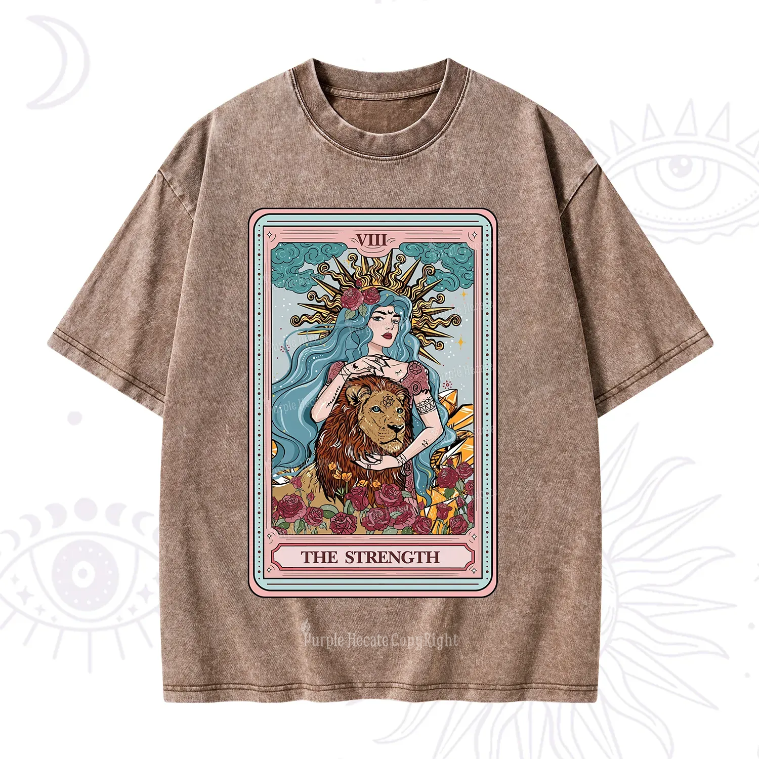 Purplehecate The Strength Tarot Card Washed T-Shirt