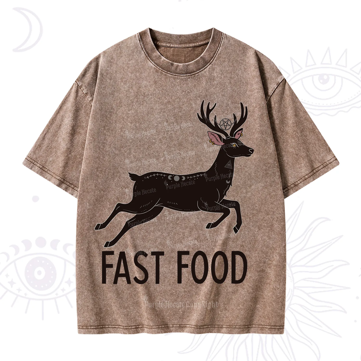 Purplehecate Fast Food Deer Washed T-Shirt