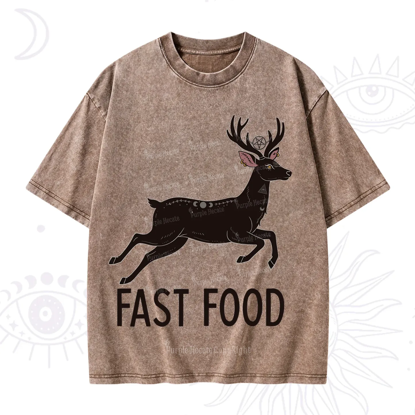 Purplehecate Fast Food Deer Washed T-Shirt