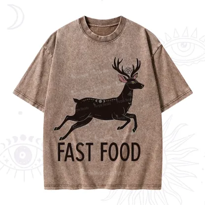 Purplehecate Fast Food Deer Washed T-Shirt