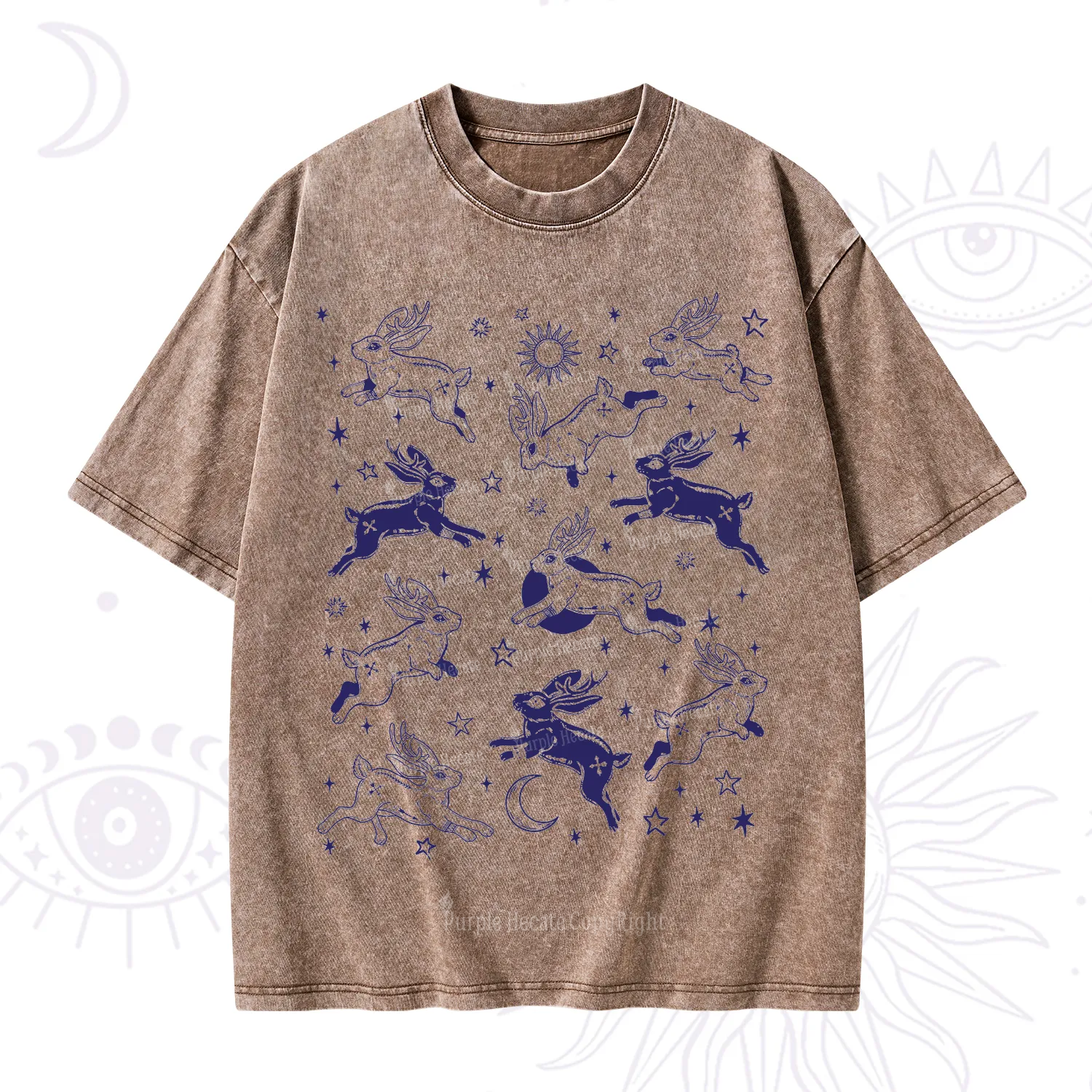 Purplehecate Bunnies in Space Washed T-Shirt