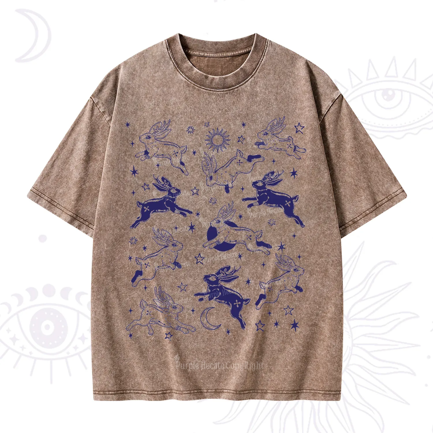 Purplehecate Bunnies in Space Washed T-Shirt