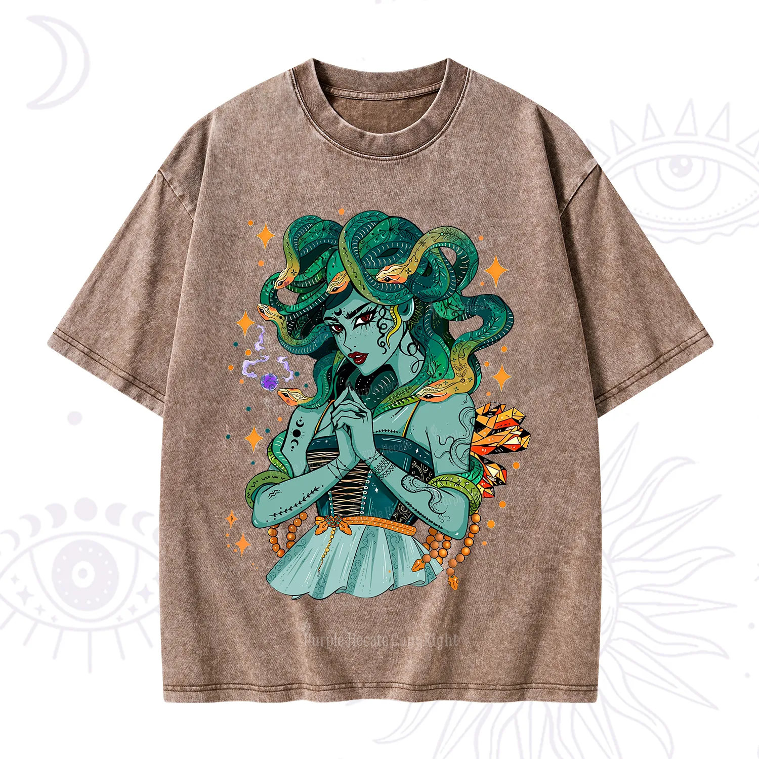 Purplehecate The Gorgon Medusa Washed T-Shirt