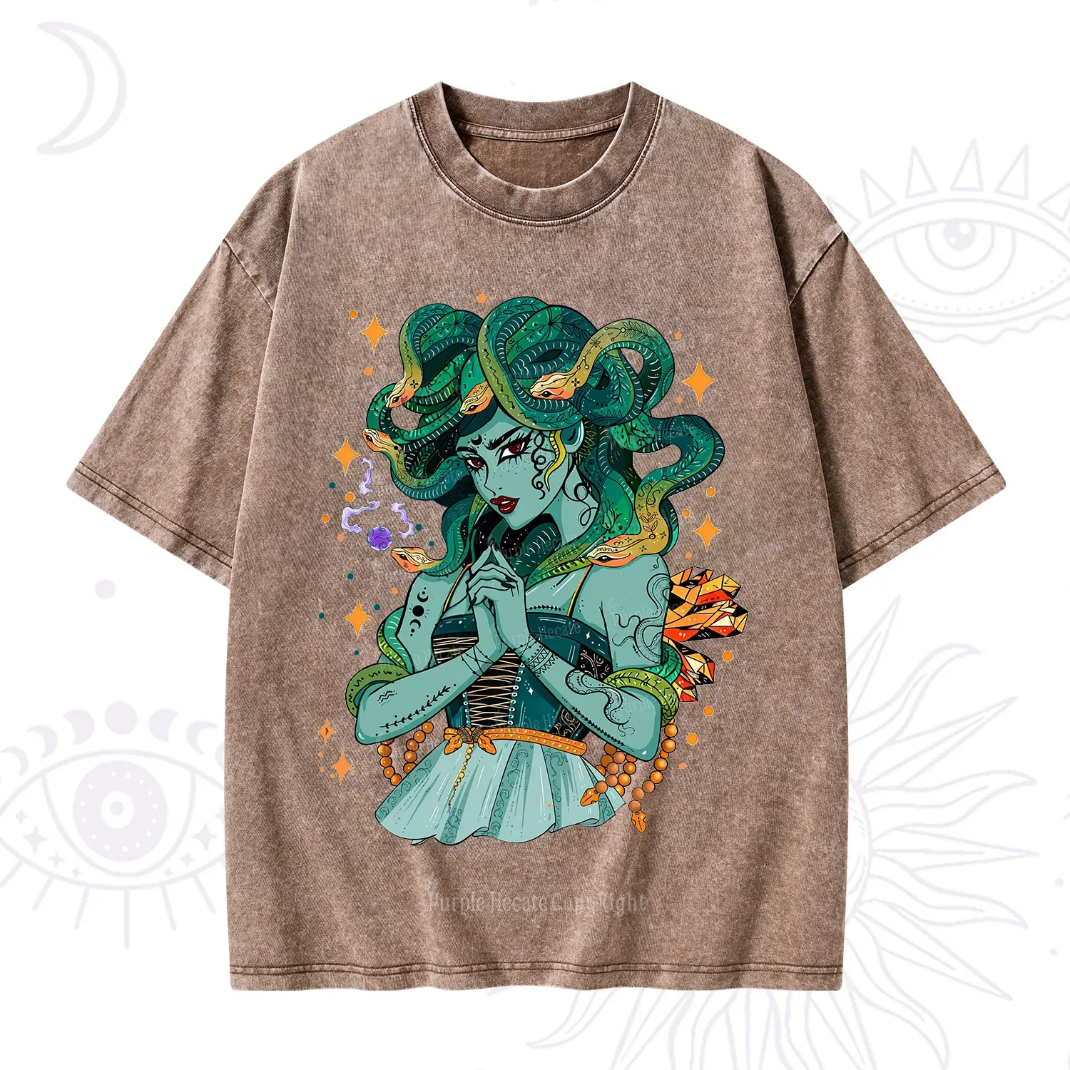 Purplehecate The Gorgon Medusa Washed T-Shirt