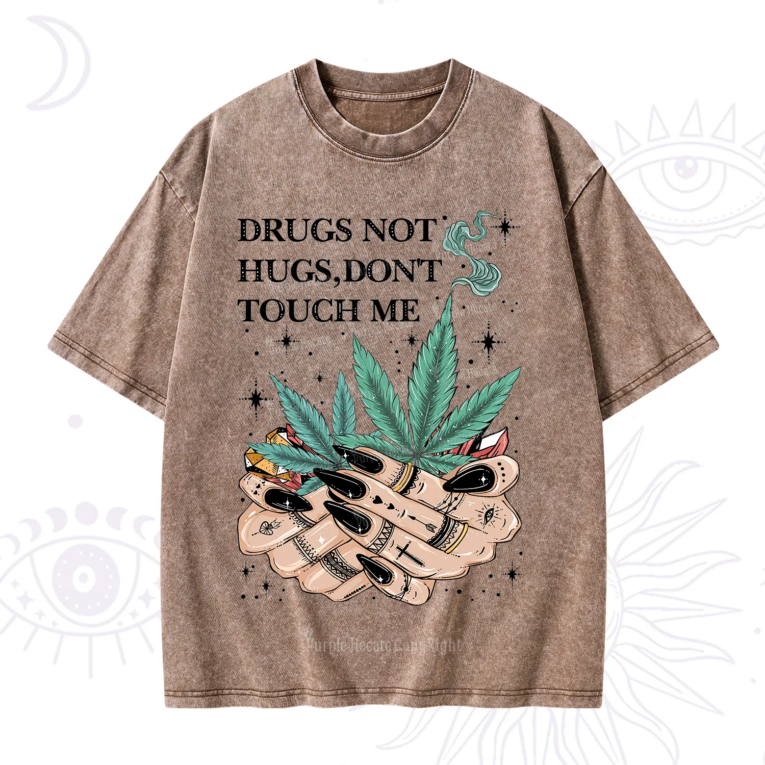 Purplehecate Drugs Not Hugs Washed T-Shirt