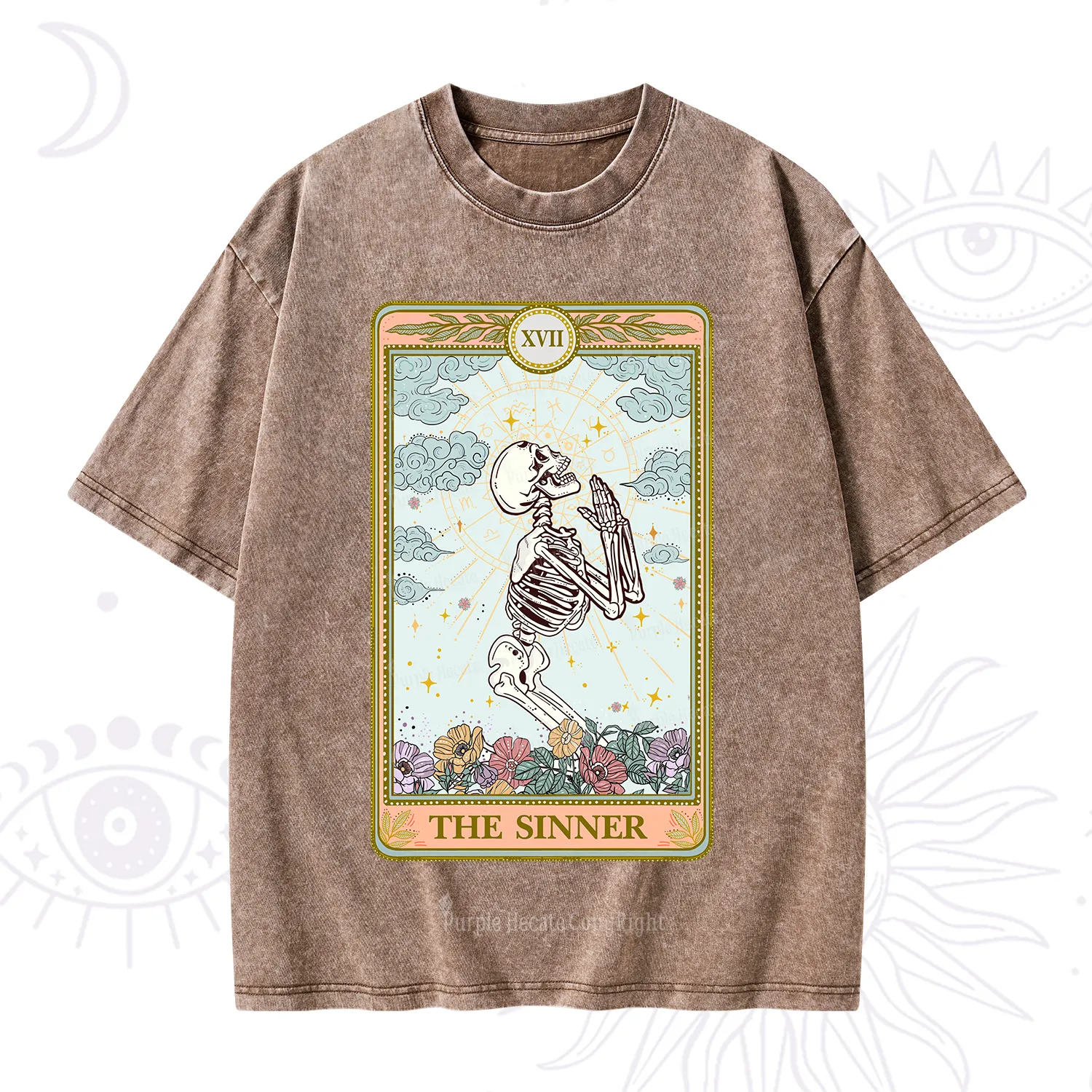 Purplehecate The Sinner Tarot Card Washed T-Shirt
