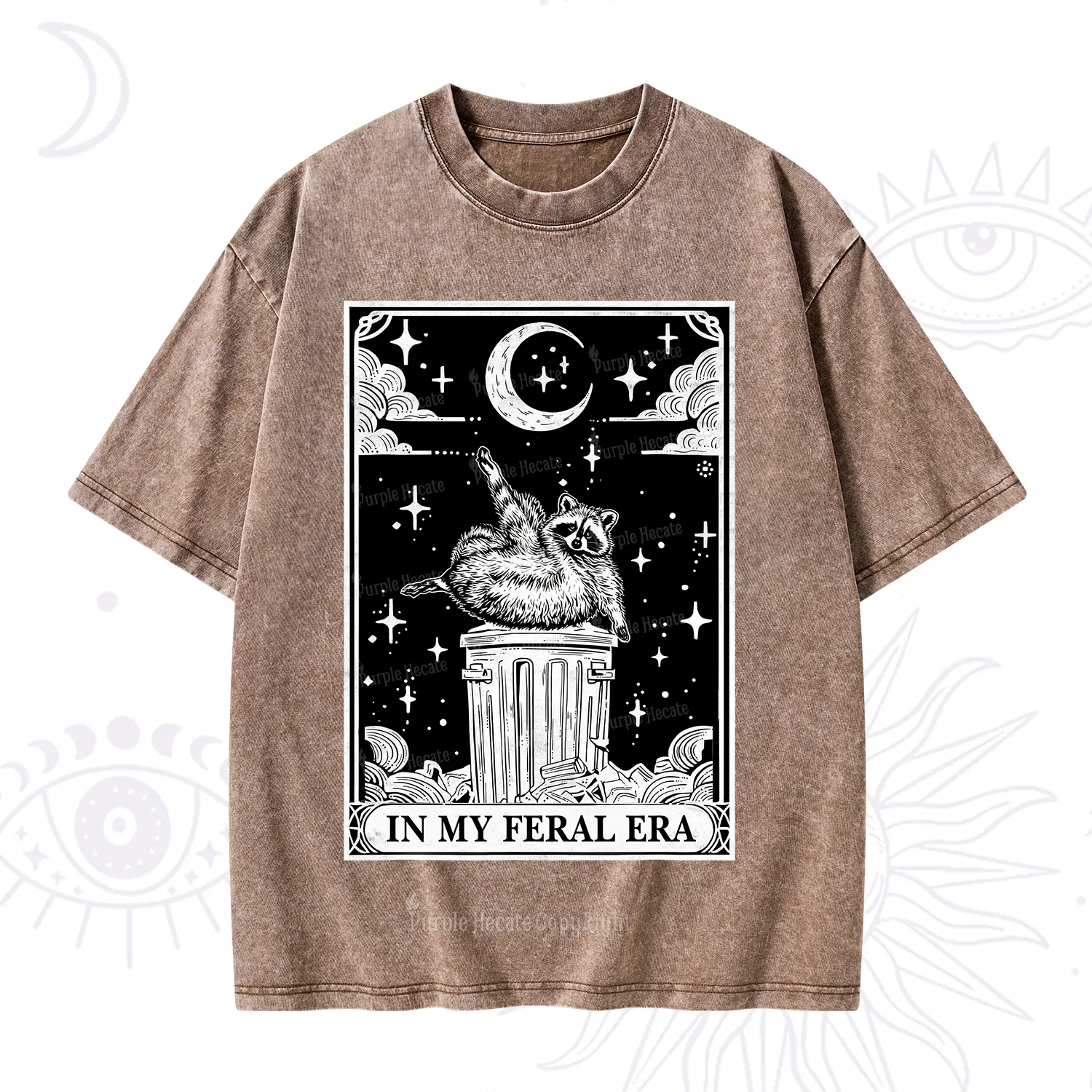 Purplehecate In My Feral Era Raccoon Tarot Washed T-Shirt