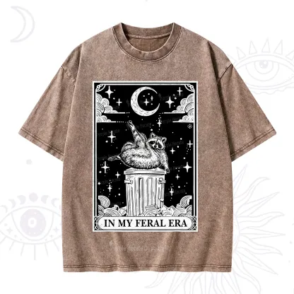 Purplehecate In My Feral Era Raccoon Tarot Washed T-Shirt