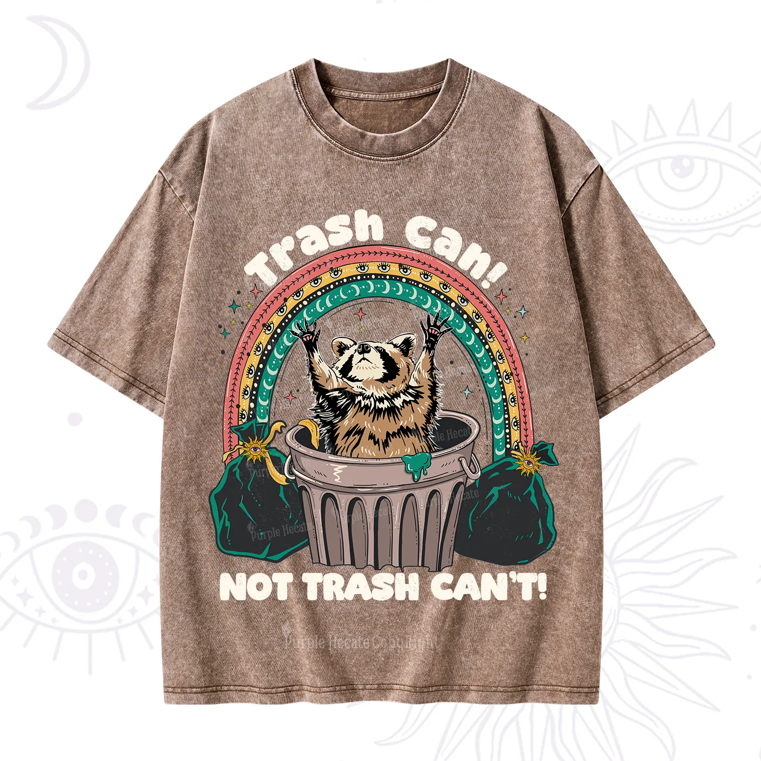Purplehecate Trash Can Not Trash Can't Raccoon Washed T-Shirt