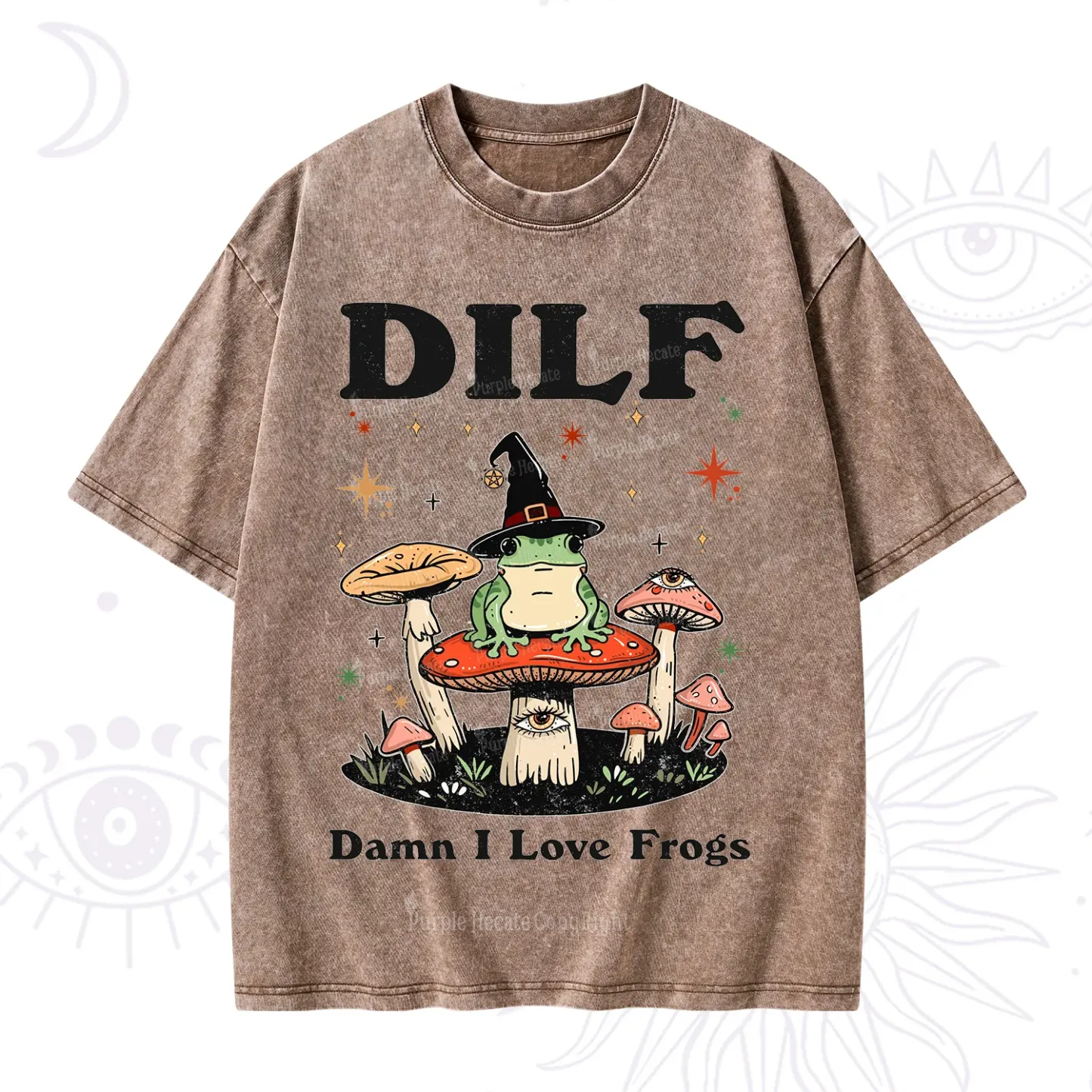 Purplehecate Dilf Damn I Love Frogs Washed T-Shirt