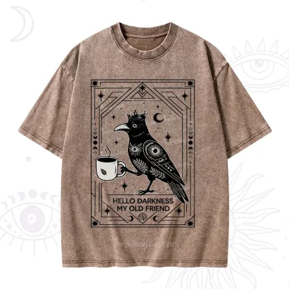 Purplehecate Hello Darkness My Old Friend Crow Washed T-Shirt