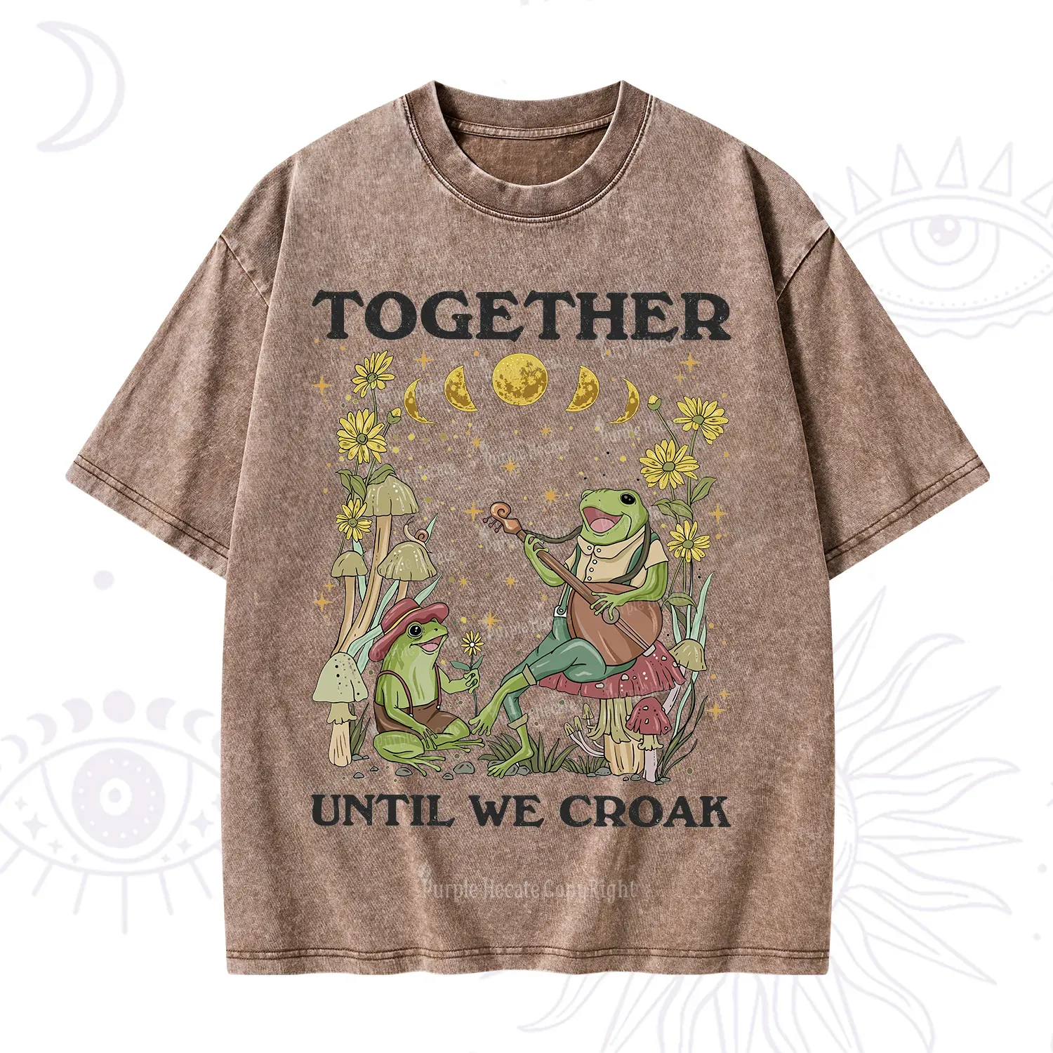 Purplehecate Together Until We Croak Frog Washed T-Shirt