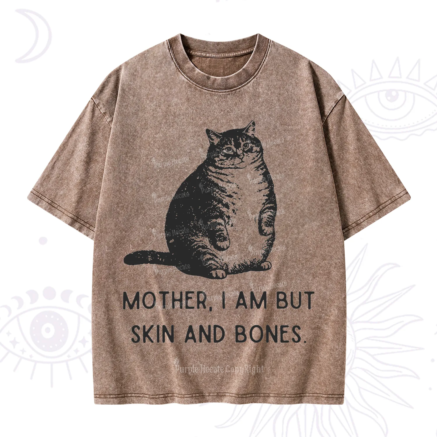Purplehecate Cat Mother I Am But Skin And Bones Washed T-Shirt