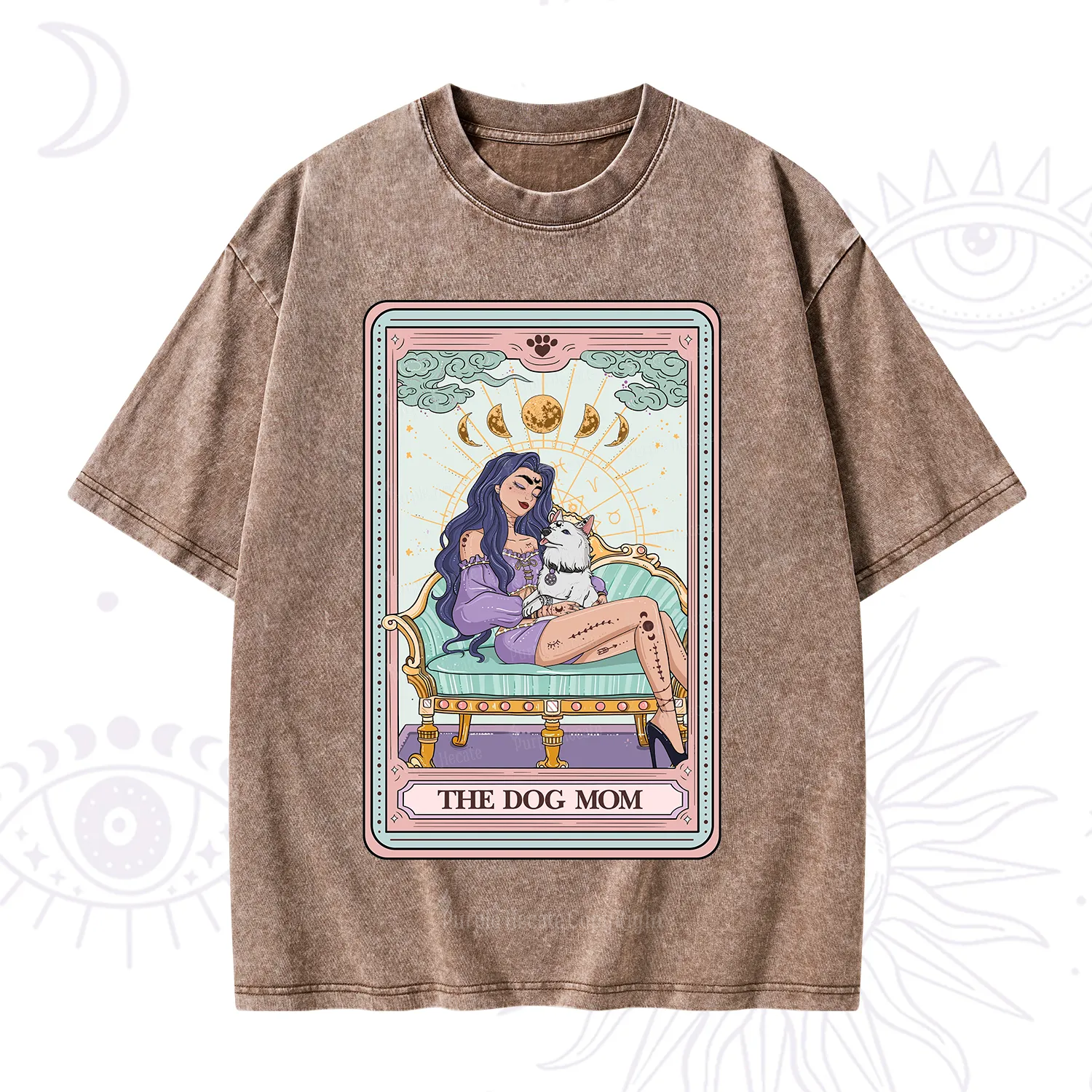 Purplehecate The Dog Mom Tarot Card Washed T-Shirt