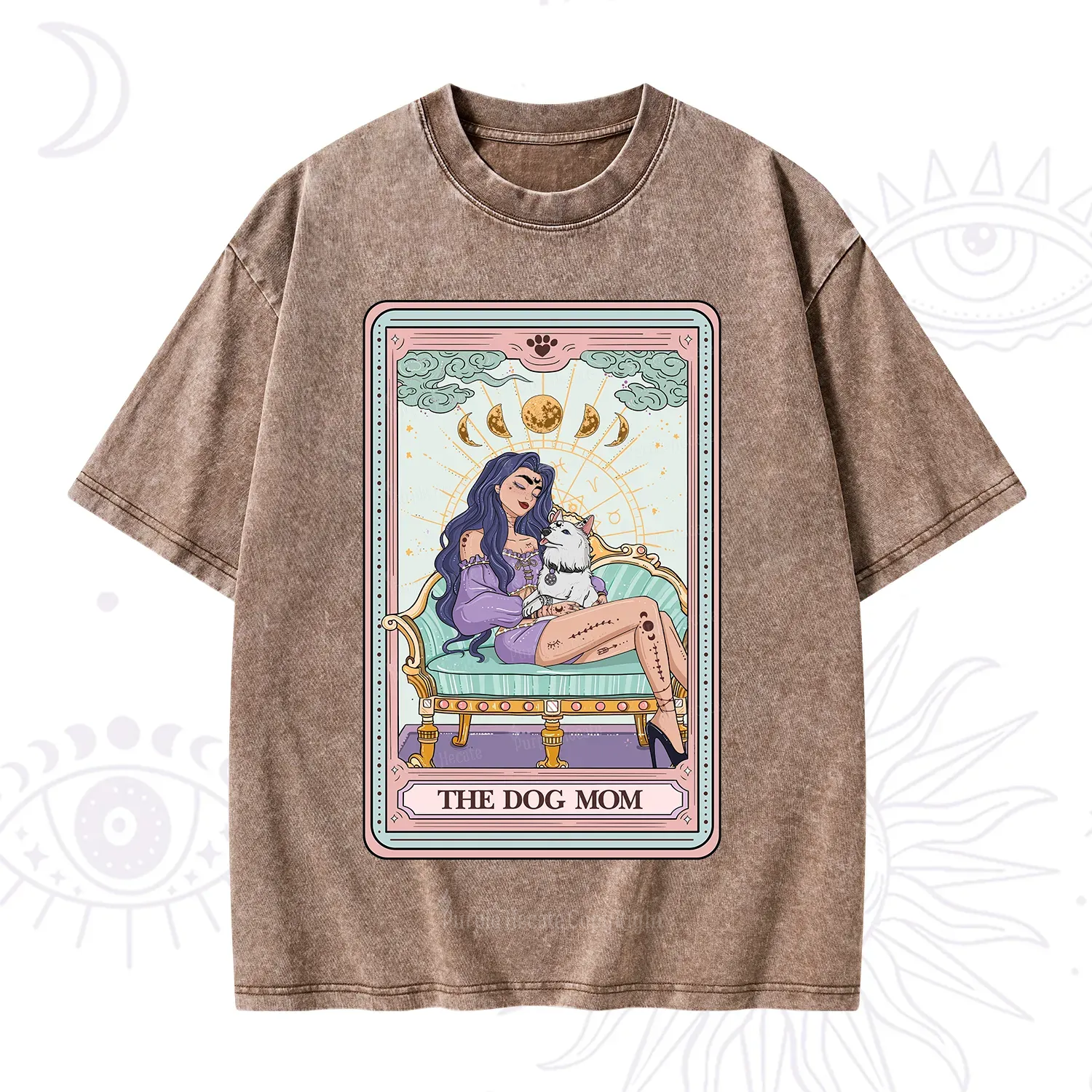 Purplehecate The Dog Mom Tarot Card Washed T-Shirt