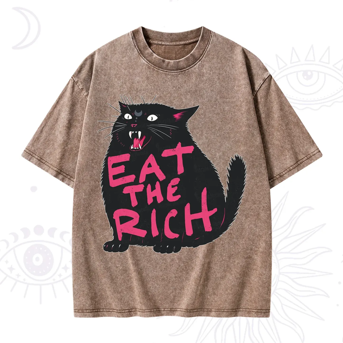 Purplehecate Eat The Rich Cat Washed T-Shirt
