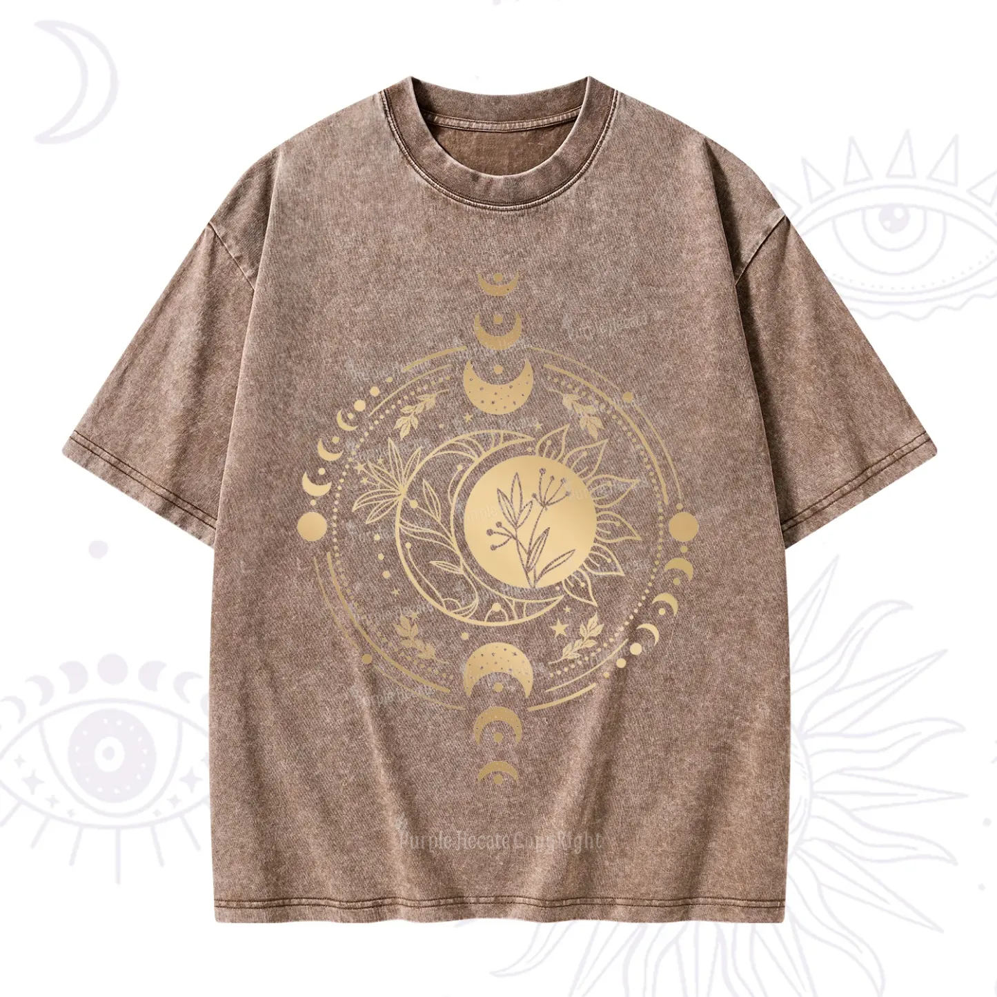 Purplehecate Mystic Moon And Sun Washed T-Shirt