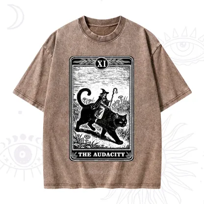 Purplehecate The Audacity Wizard Cat Tarot Washed T-Shirt