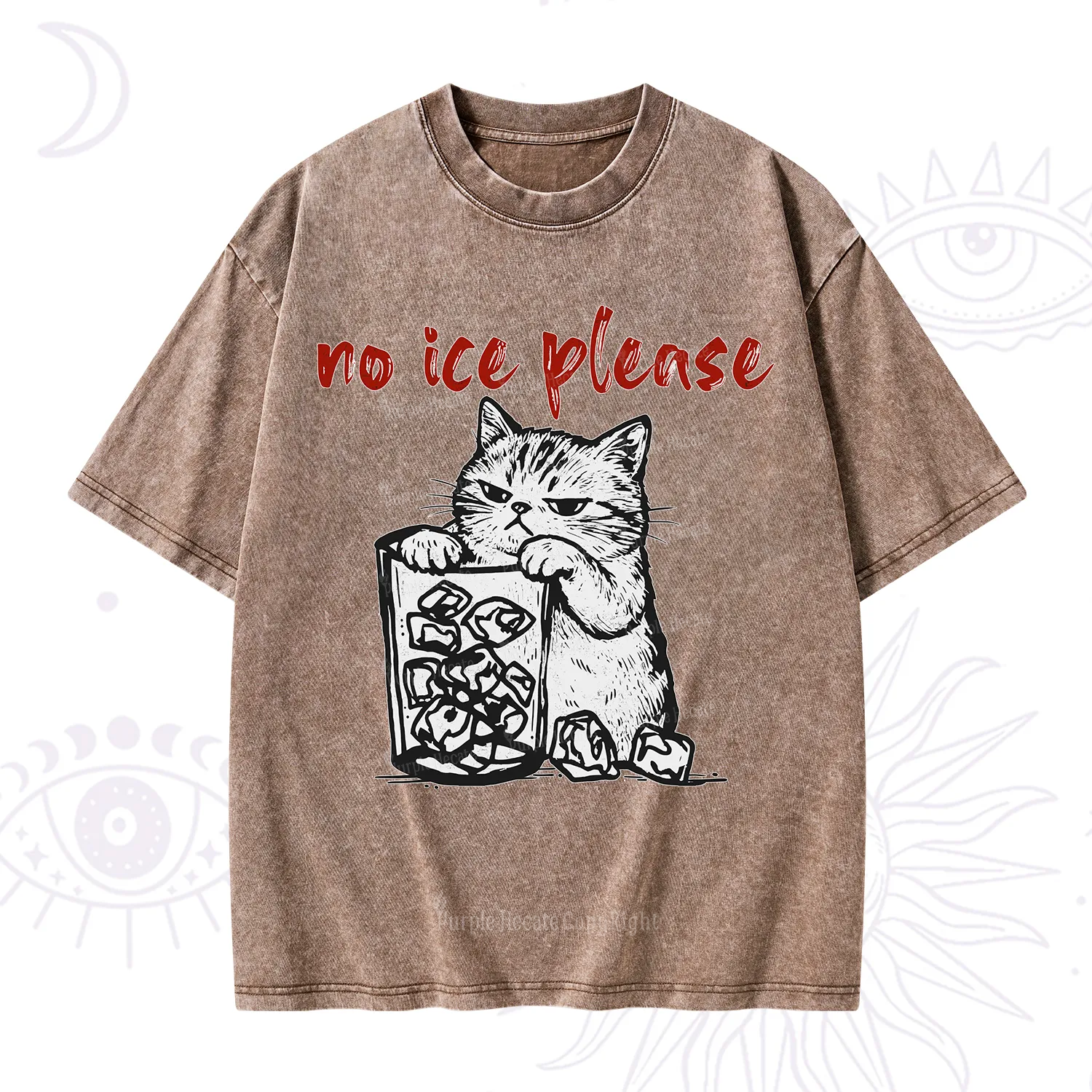 Purplehecate No Ice Please Cat Washed T-Shirt