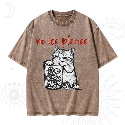 Purplehecate No Ice Please Cat Washed T-Shirt