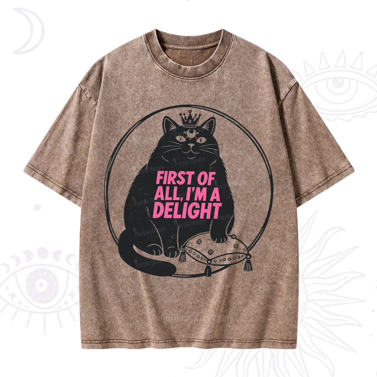 Purplehecate Black Cat First Of All I'm A Delight Washed T-Shirt