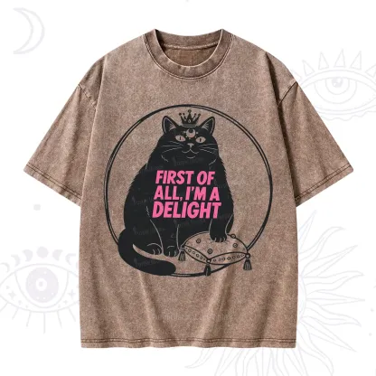 Purplehecate Black Cat First Of All I'm A Delight Washed T-Shirt