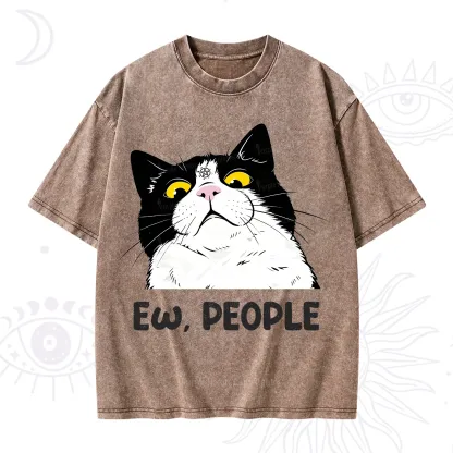 Purplehecate Ew People Cat Washed T-Shirt