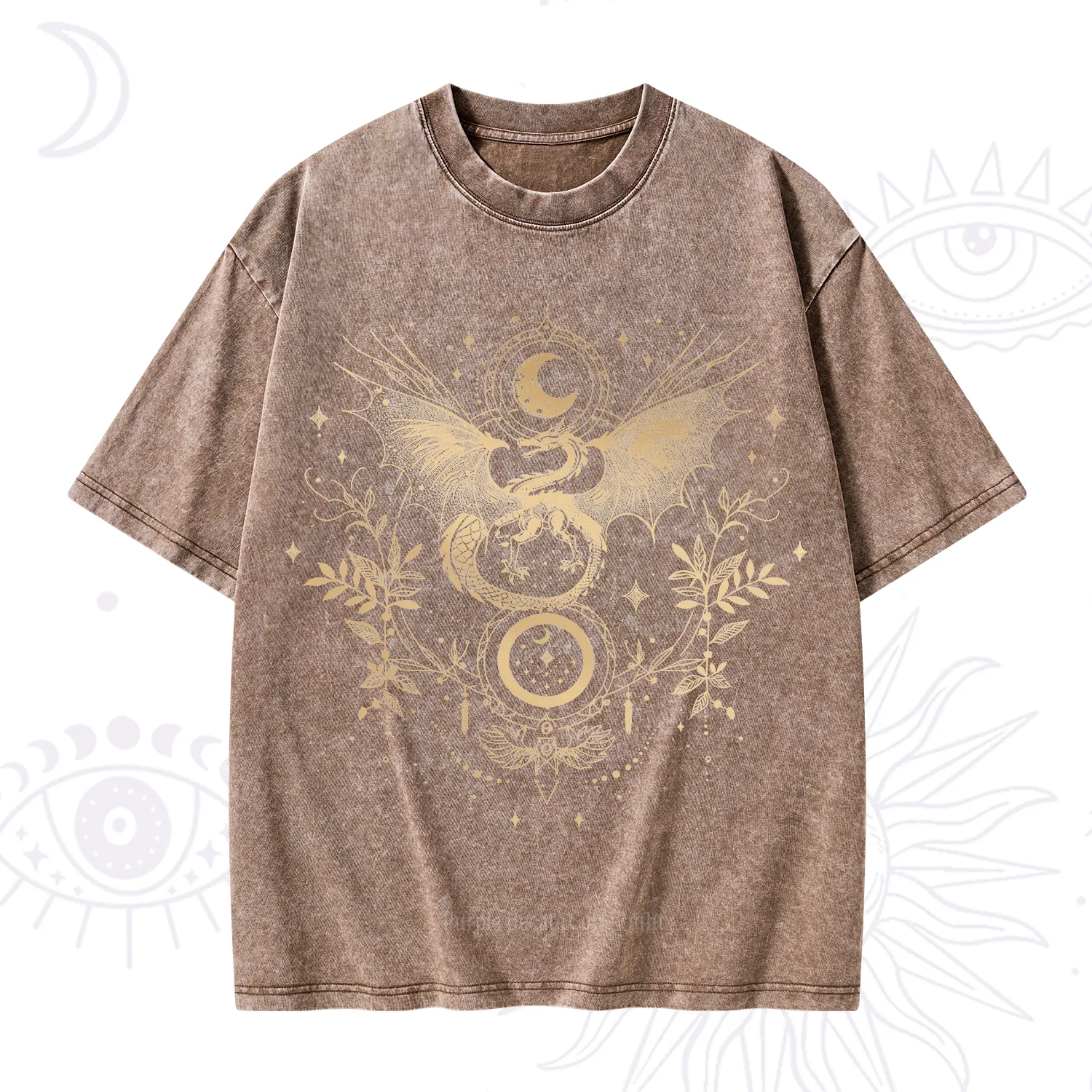 Purplehecate Celestial Dragon Moon Phase Washed T-Shirt