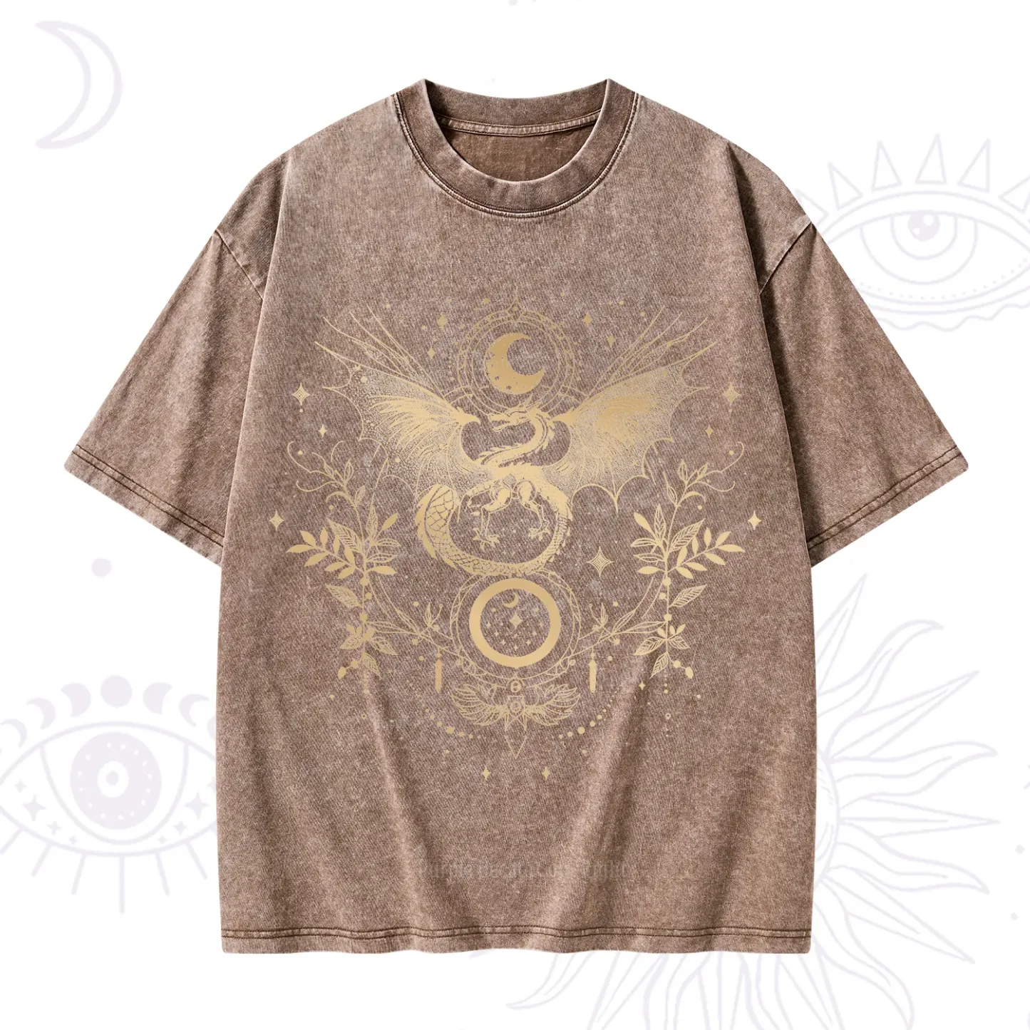 Purplehecate Celestial Dragon Moon Phase Washed T-Shirt