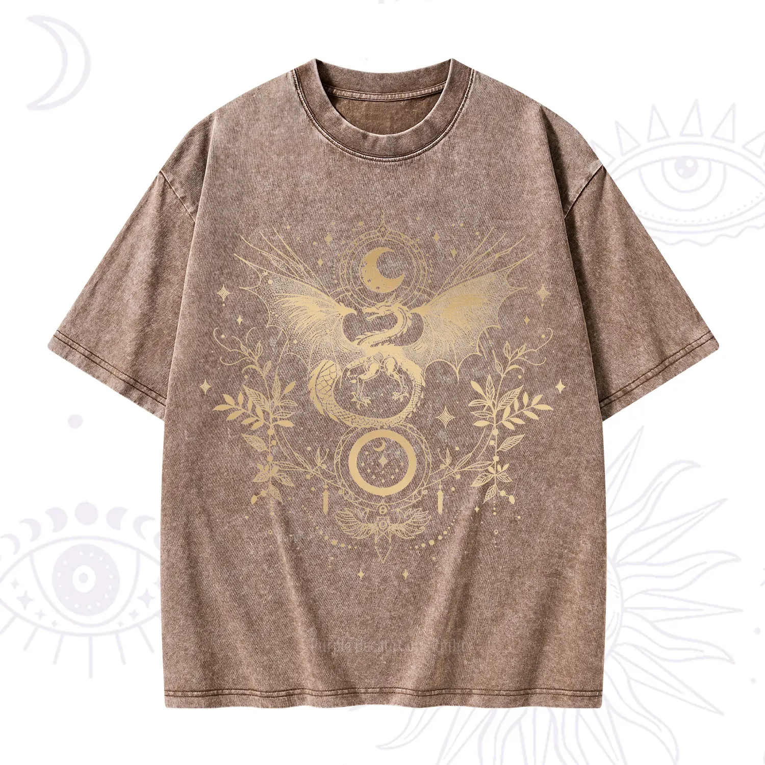 Purplehecate Celestial Dragon Moon Phase Washed T-Shirt