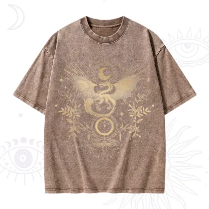 Purplehecate Celestial Dragon Moon Phase Washed T-Shirt
