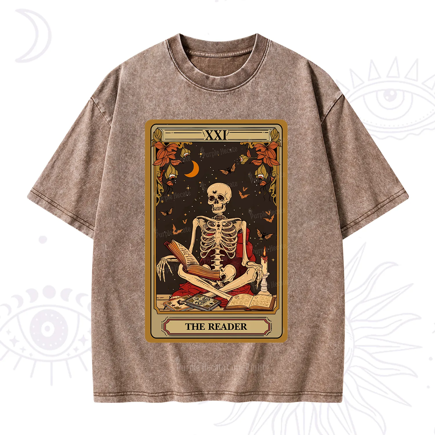 Purplehecate The Reader Tarot Card Washed T-Shirt
