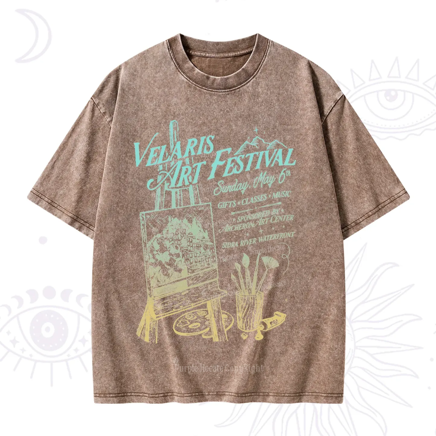 Purplehecate Starlight Court Art Show Washed T-Shirt