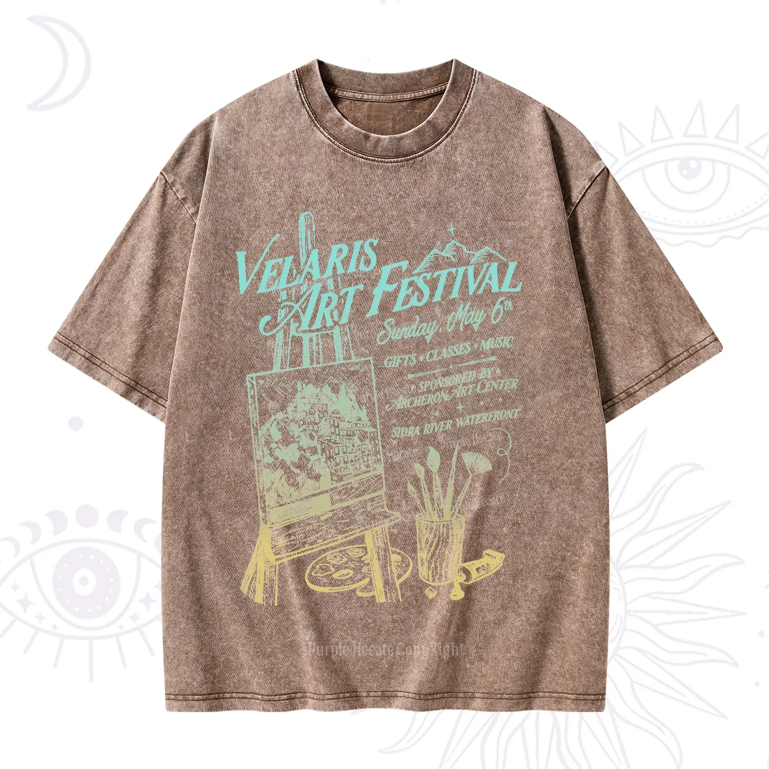 Purplehecate Starlight Court Art Show Washed T-Shirt