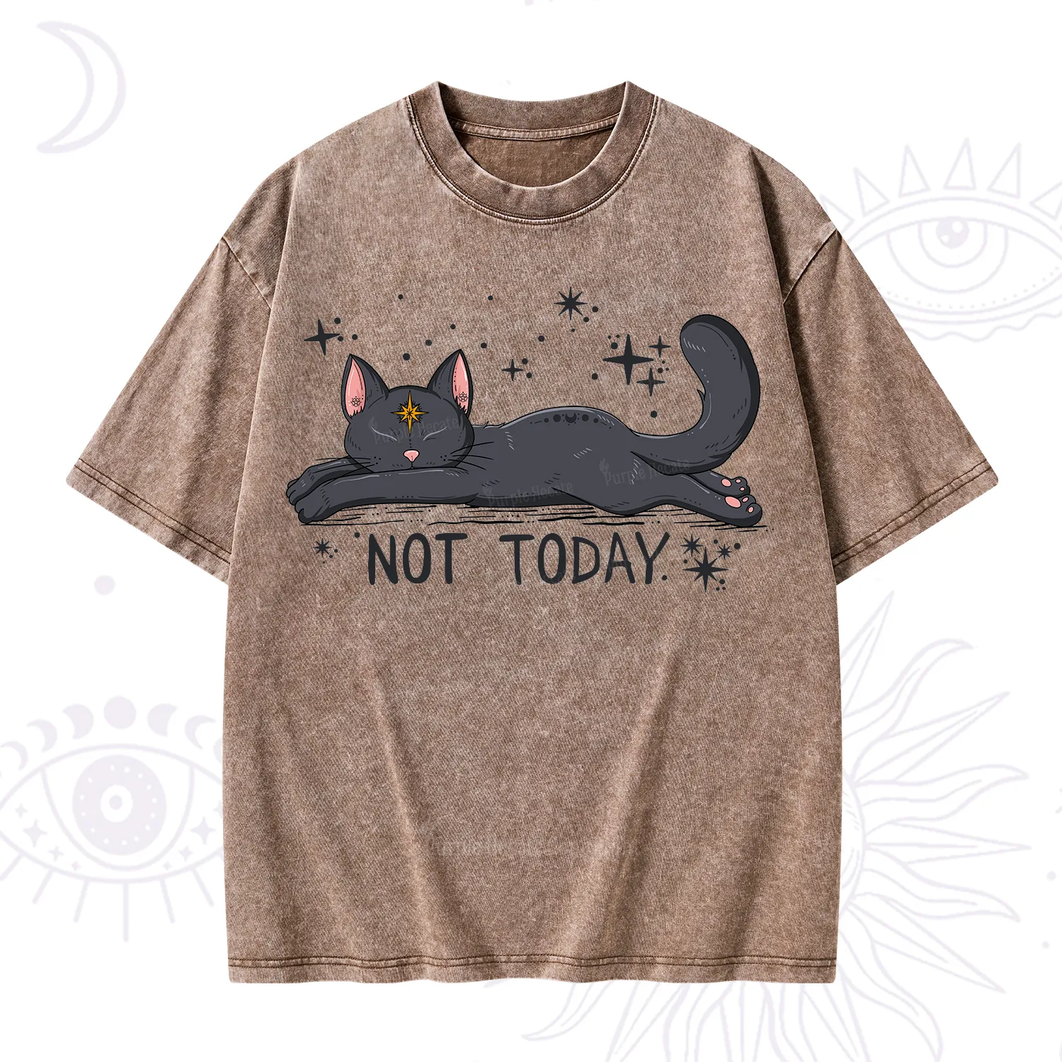 Purplehecate Not Today Cat Washed T-Shirt