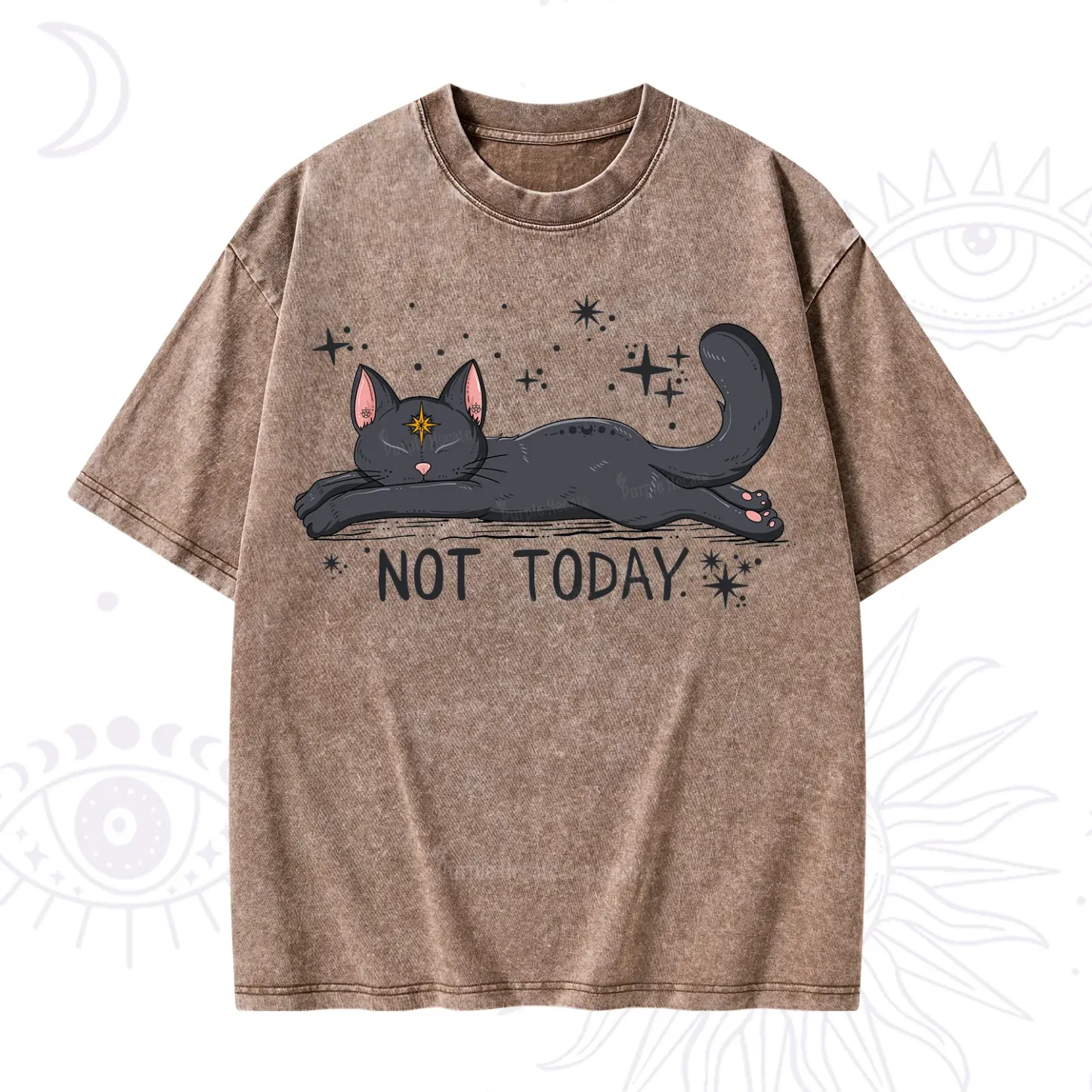 Purplehecate Not Today Cat Washed T-Shirt