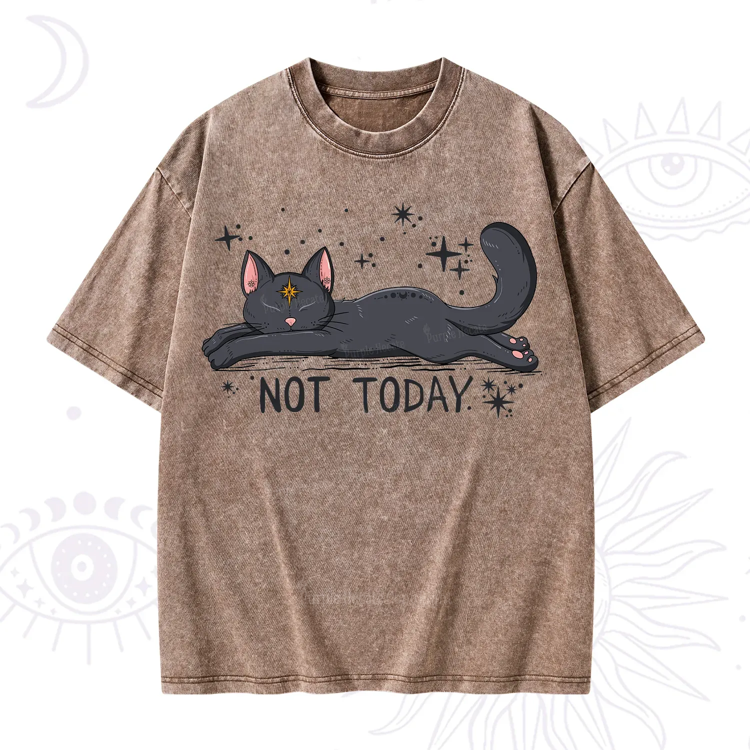 Purplehecate Not Today Cat Washed T-Shirt