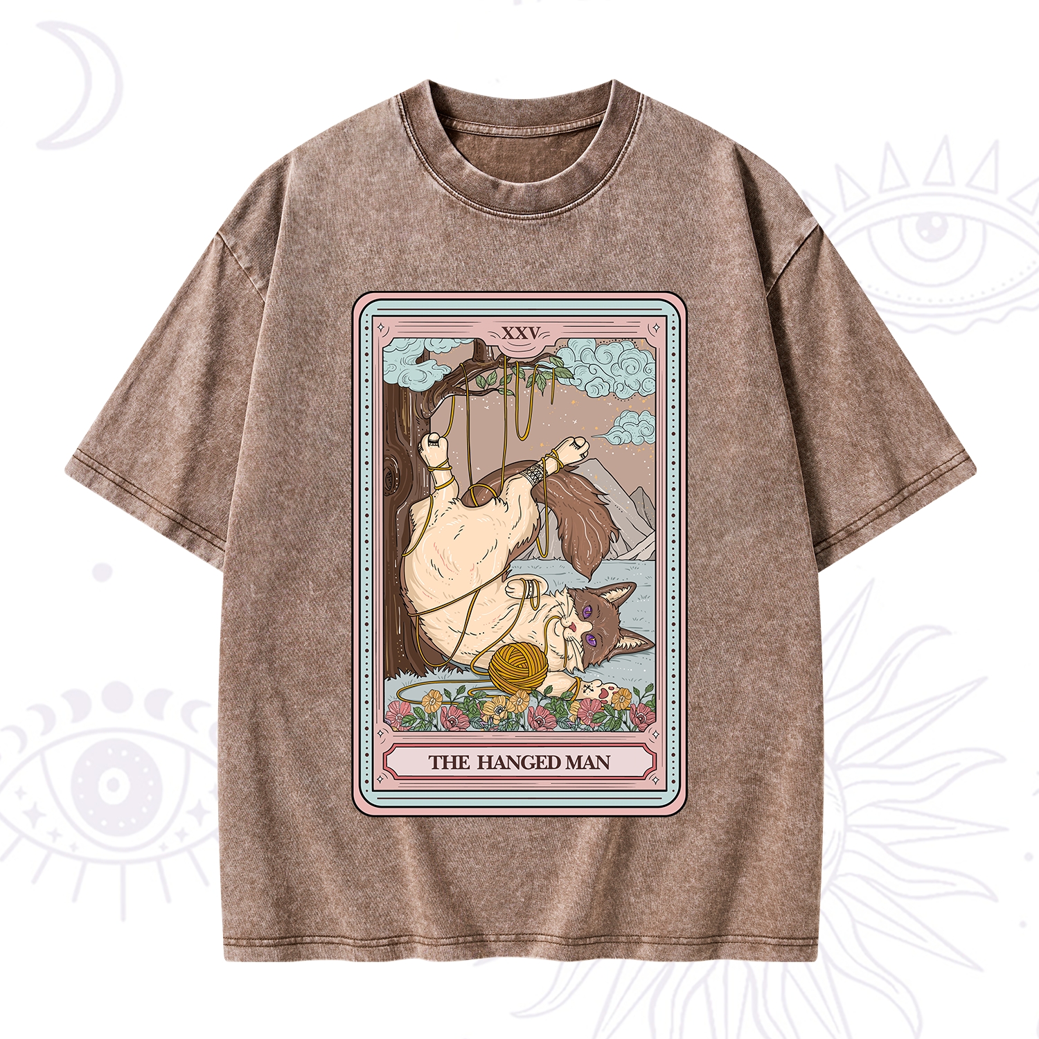 Purplehecate The Hanged Man Tarot Cat Washed T-Shirt