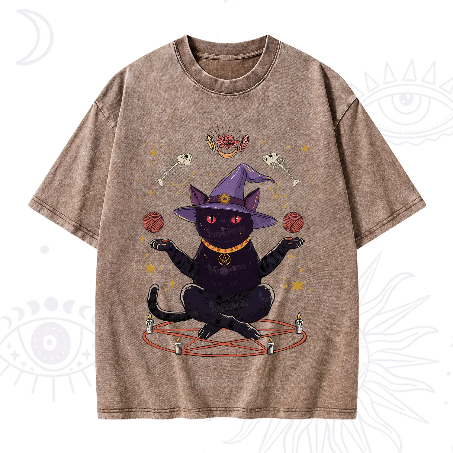 Purplehecate Meowitch Rituals Washed T-Shirt