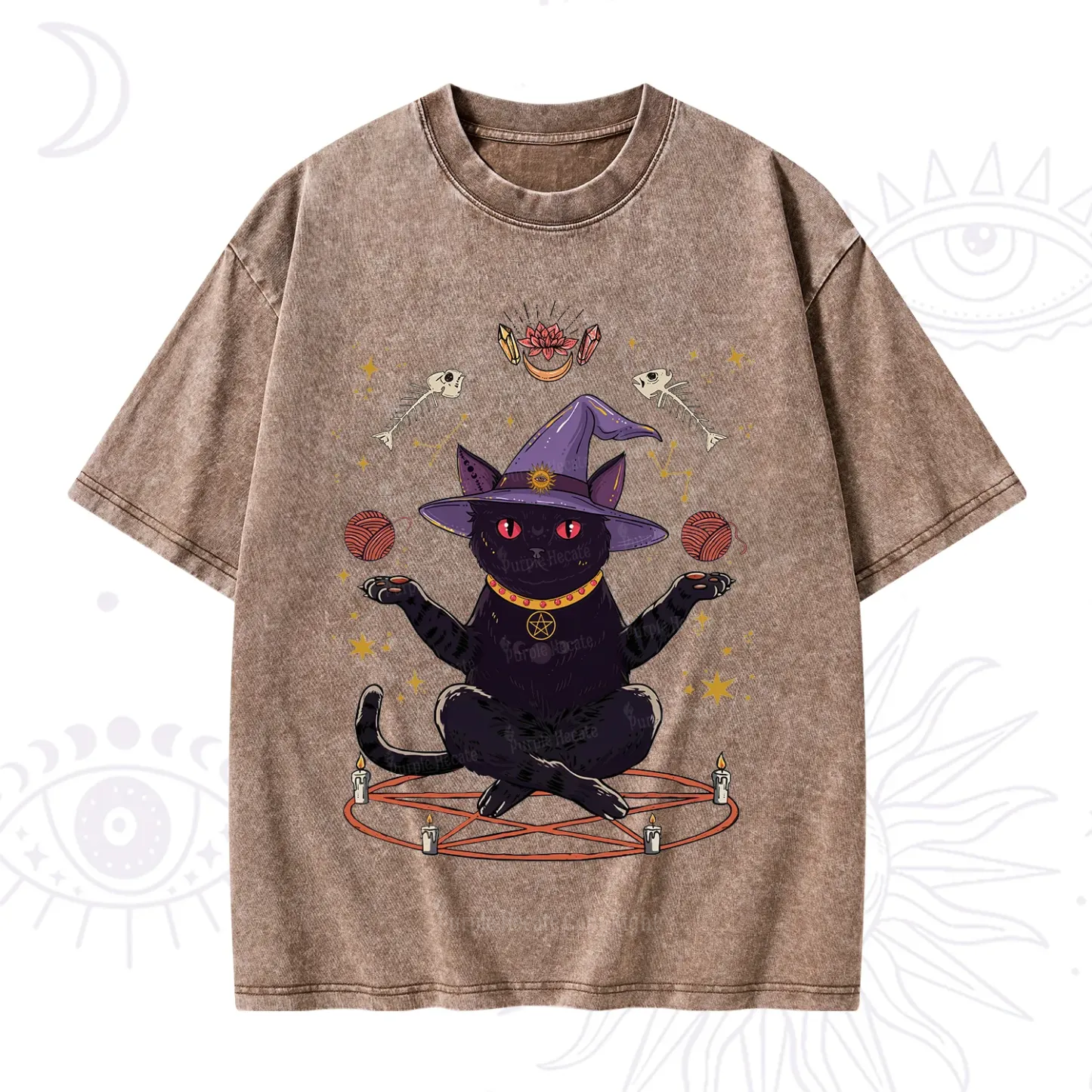 Purplehecate Meowitch Rituals Washed T-Shirt