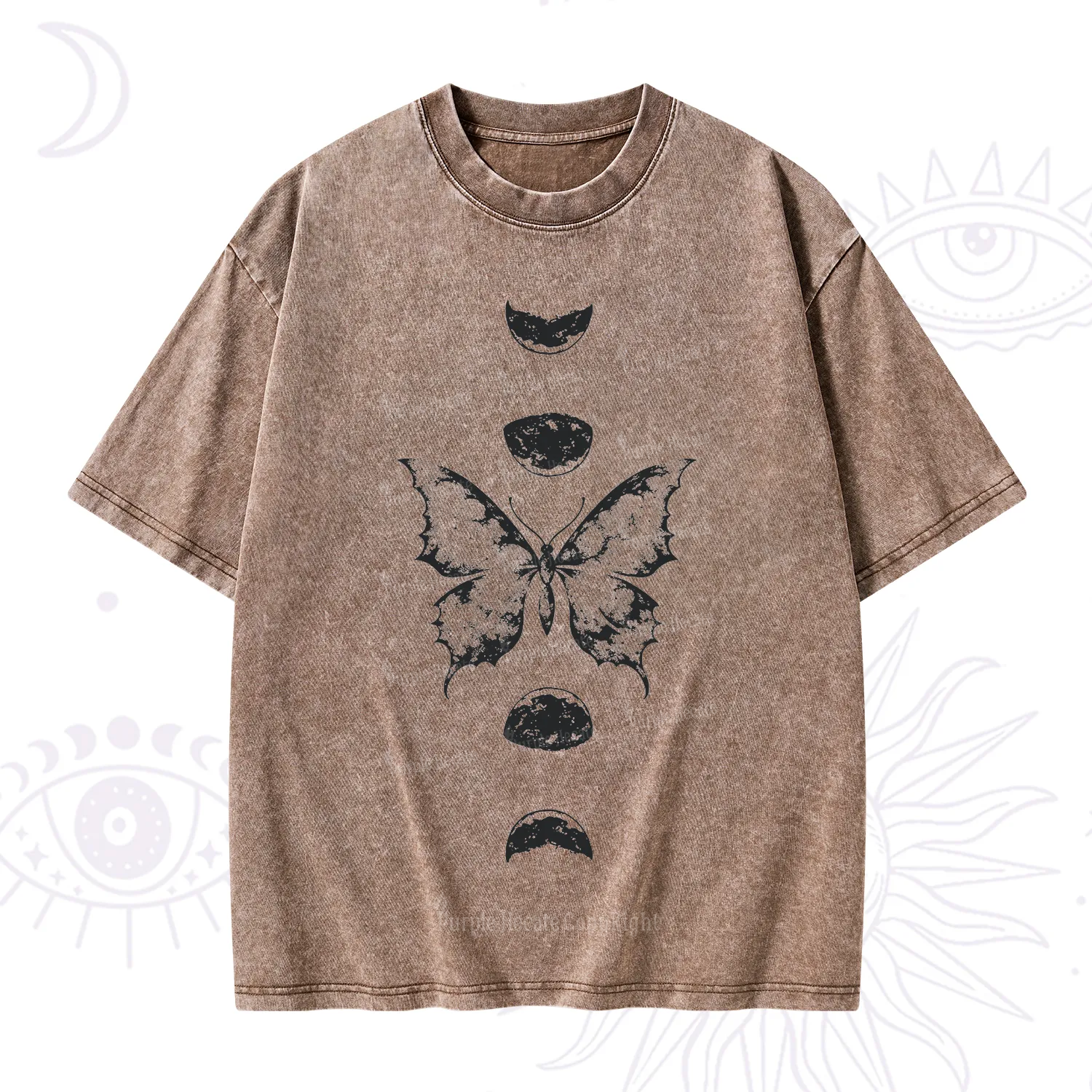 Purplehecate Lunar Butterfly Phases Washed T-Shirt