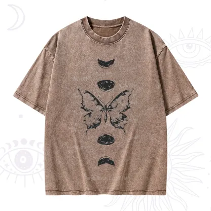 Purplehecate Lunar Butterfly Phases Washed T-Shirt
