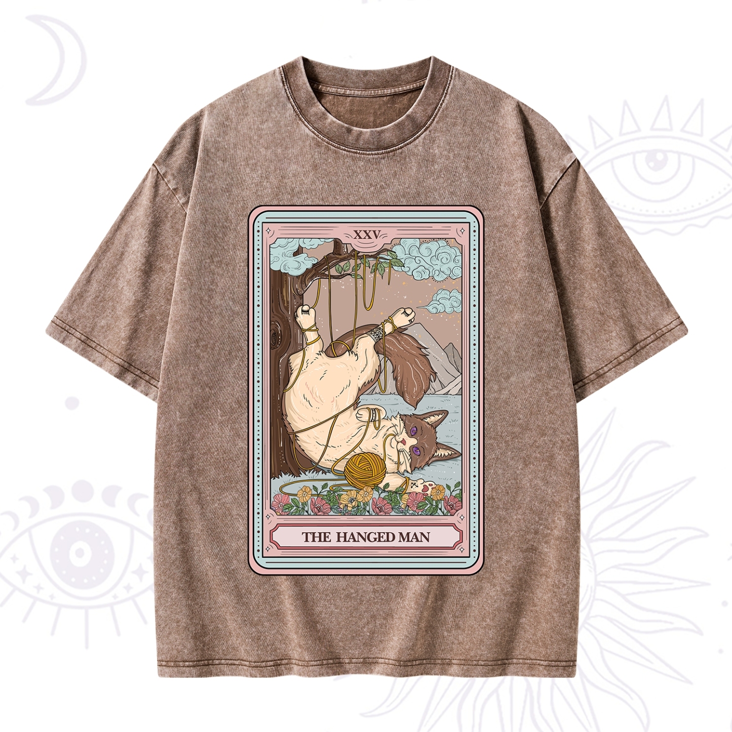 Purplehecate The Hanged Man Tarot Cat Washed T-Shirt