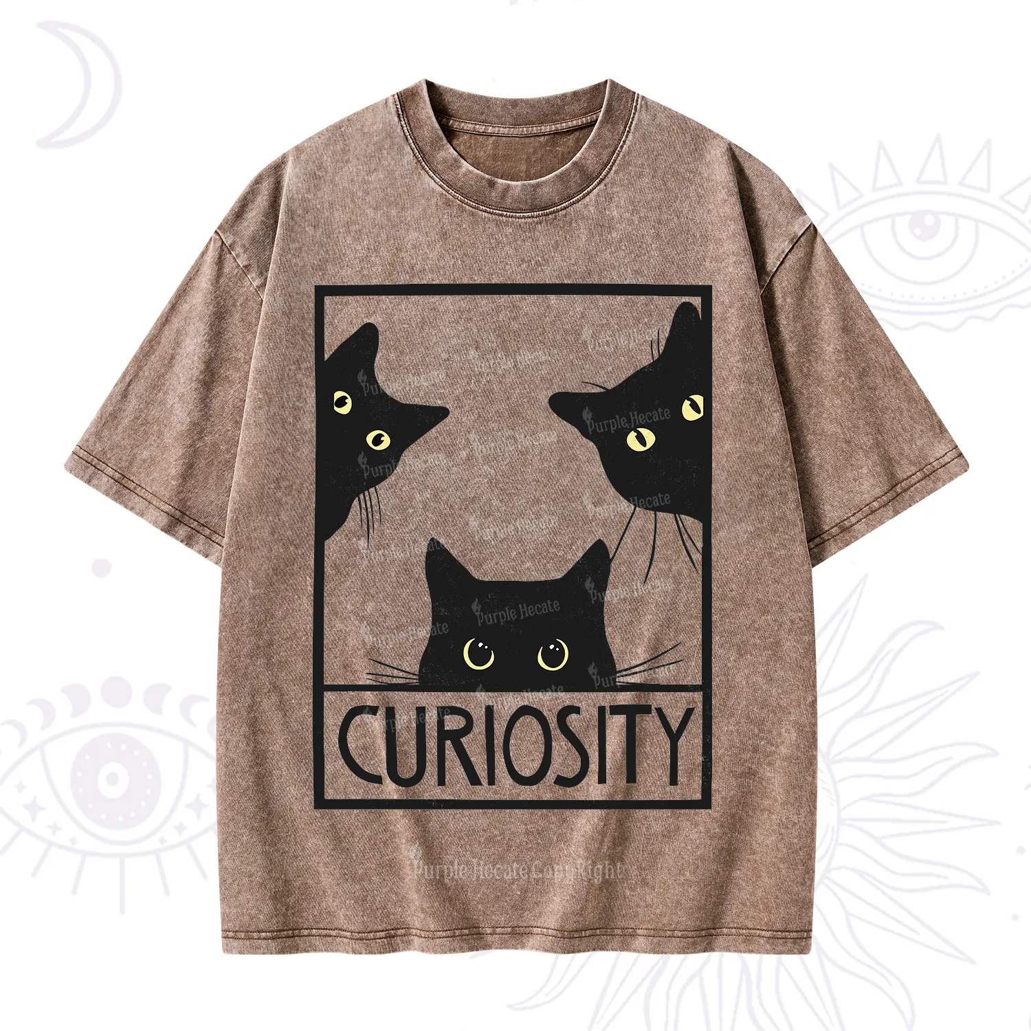 Purplehecate Curiosity Cat Washed T-Shirt