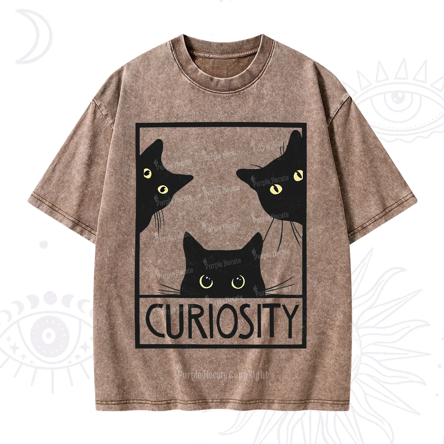 Purplehecate Curiosity Cat Washed T-Shirt